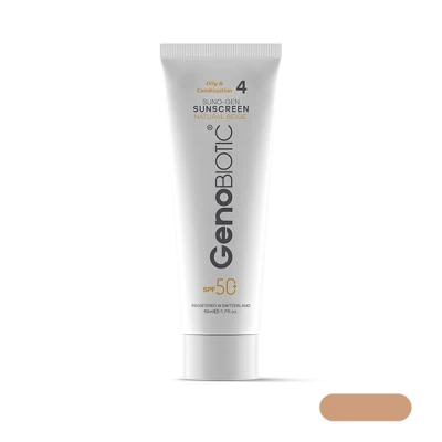 ضد آفتاب مخصوص پوست‌های چرب و مختلط ژنوبایوتیک SPF50 رنگ بژ طبیعی حجم 50 میلی لیتر